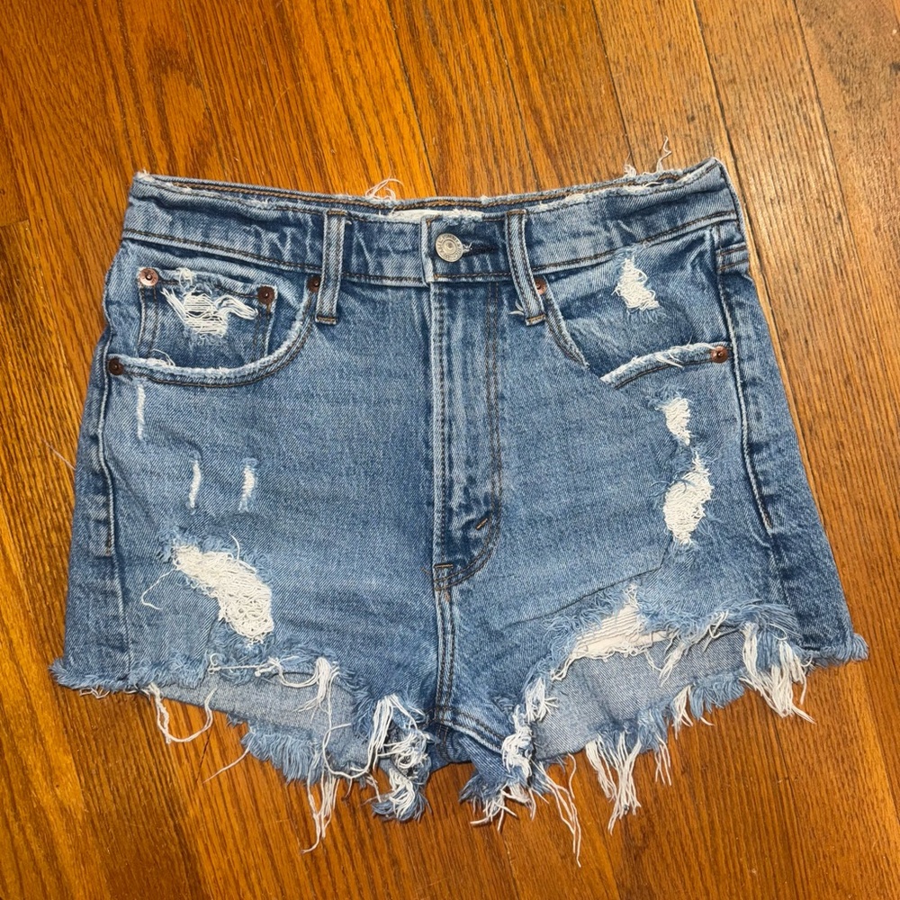 A&F high rise jean shorts